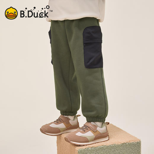 B.Duck小黄鸭童装休闲撞色长裤冬季男童宽松束脚裤105-150 BF5563922 商品图4