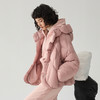 谜底短款羽绒服女2024冬季新品百搭粉色连帽鹅绒面包服244MY1597 商品缩略图1