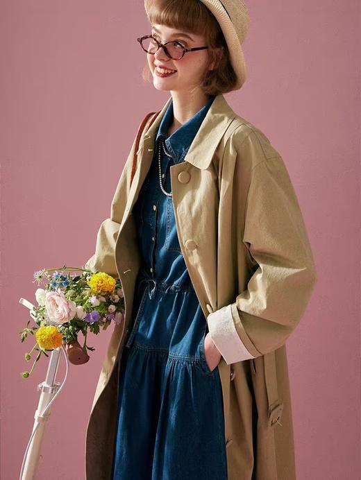 浮生八记/24A030/高支肌理盐缩匹马棉风衣包扣外套 商品图1