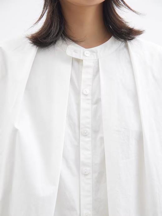 步履不停/4C31151C/中长款长袖白色长款衬衫衬衫打底裙 商品图1