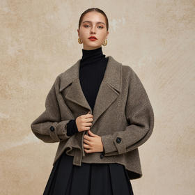 PH939斯尔丽24新款双面呢羊毛短款时尚箱型时尚设计感廓形显瘦女式大衣