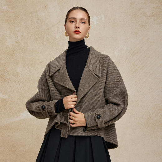 PH939斯尔丽24新款双面呢羊毛短款时尚箱型时尚设计感廓形显瘦女式大衣 商品图0