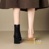 ZHR则则百搭绒面短靴女2024新款方头时装靴粗跟美拉德瘦瘦靴女靴 商品缩略图4