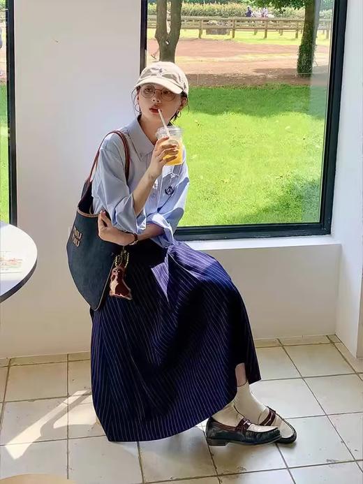 浮生八记/24C083/中腰百褶连腰半身裙古典圆弧腰纹半裙 商品图1