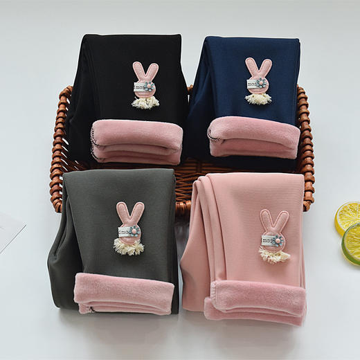 【可爱饰物，软软的很舒适，加绒加厚贴身穿很保暖】女童打底裤春秋款 外穿纯棉儿童裤子 秋冬加绒洋气大童紧身裤薄绒-QQ 商品图0