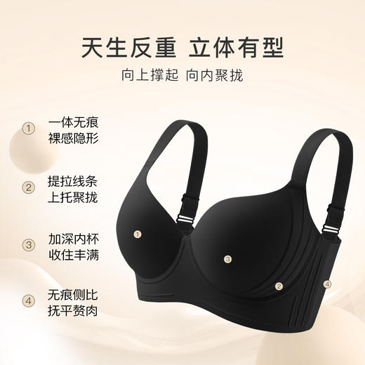 【大胸提拉防垂】全包显瘦无痕薄杯内衣女调整型收副乳软钢圈文胸陌上海棠 商品图1