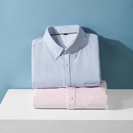【100%棉】【新款DM】大依优型大码纯棉条纹长袖衬衫男宽松加肥加大码男士休闲商务衬衣上衣胖子 商品图4