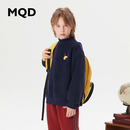 【MQD】童装男大童冬新款基础百搭学院风加绒半高领卫衣 商品图1