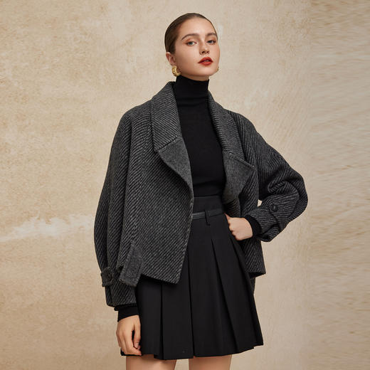 PH939斯尔丽24新款双面呢羊毛短款时尚箱型时尚设计感廓形显瘦女式大衣 商品图4