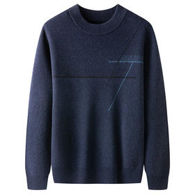 【100%羊毛】【新款DPS】大依优型大码男装羊毛衫100%绵羊毛针织衫打底线衣套头纯色上衣男士胖子