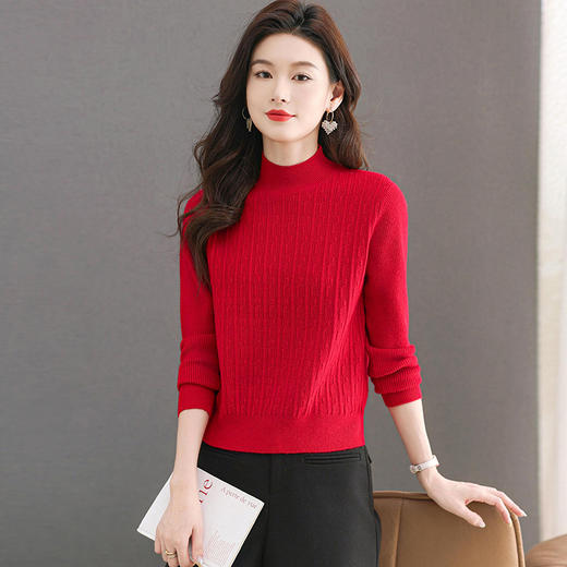 CC-101-36803半高领纯色毛衣女士秋冬2024新款洋气百搭针织打底衫内搭 商品图1