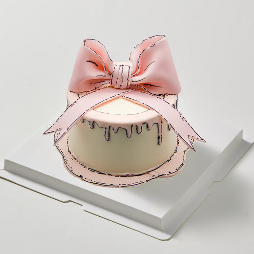 粉色蝴蝶结二次元蛋糕 | 糕匠 商品图1