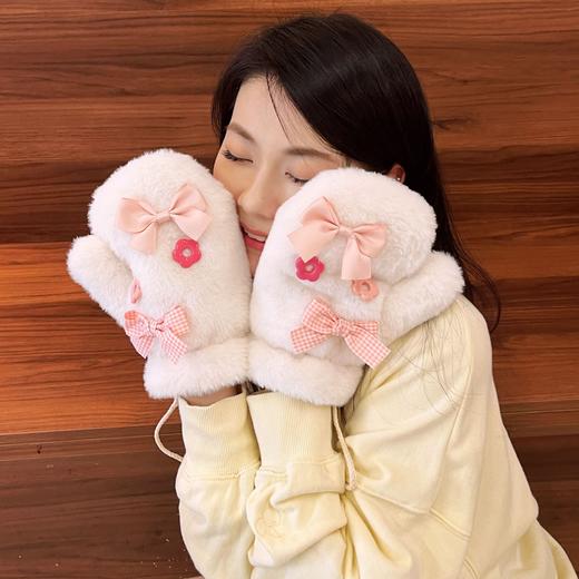 冬季【毛绒手套】可爱女韩系连指手套 加厚发热卡通学生冬天保暖手套骑行  商品图5