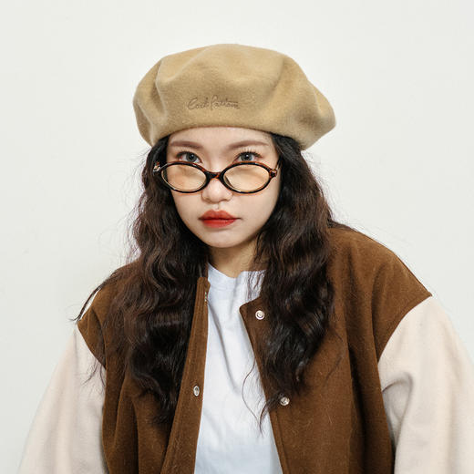 字母刺绣羊毛贝雷帽 商品图6