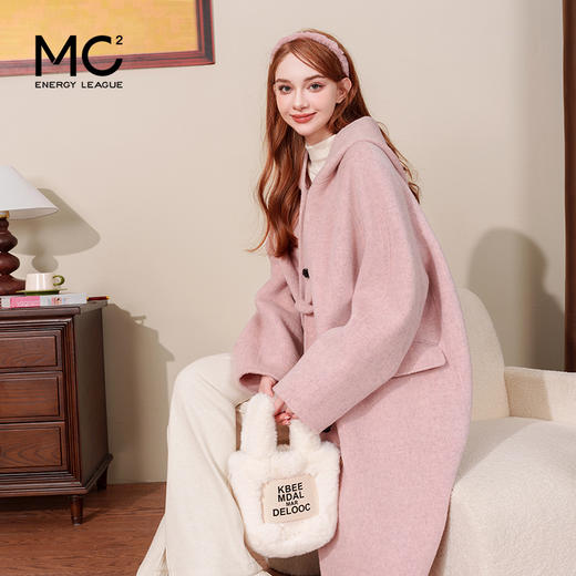 女装连帽布包牛角扣款全羊毛双面呢外套-651F4242003 商品图2