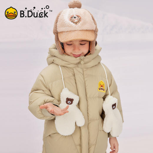 B.Duck小黄鸭童装冬季男女童中长款连帽羽绒服外套105-150 BF5516007 商品图4