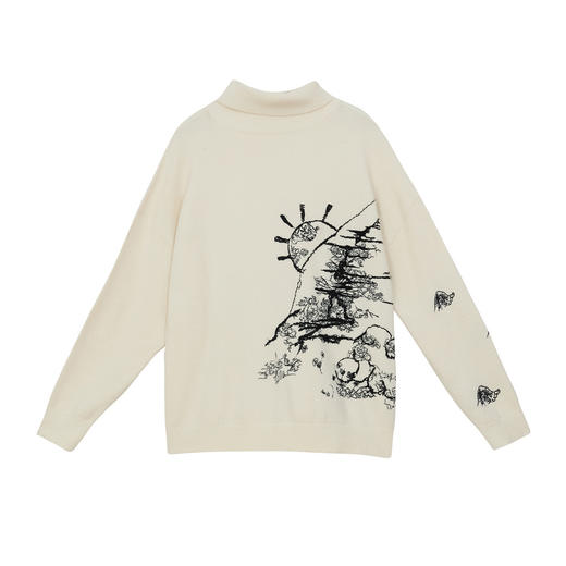 谜底高领毛衣女2024冬季新品复古风绣花百搭套头针织衫244MZ1878 商品图4