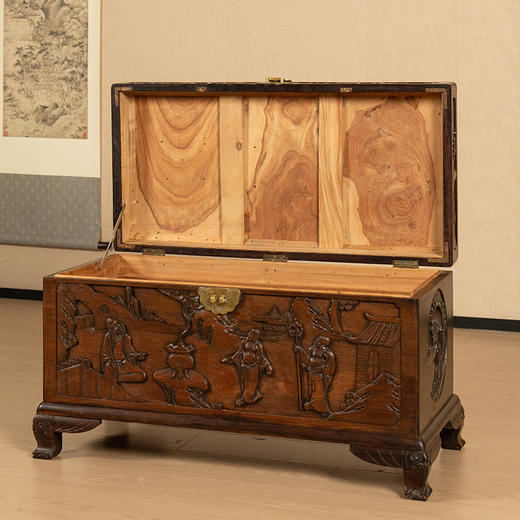 民国 红木高浮雕罗汉图宝箱 商品图2