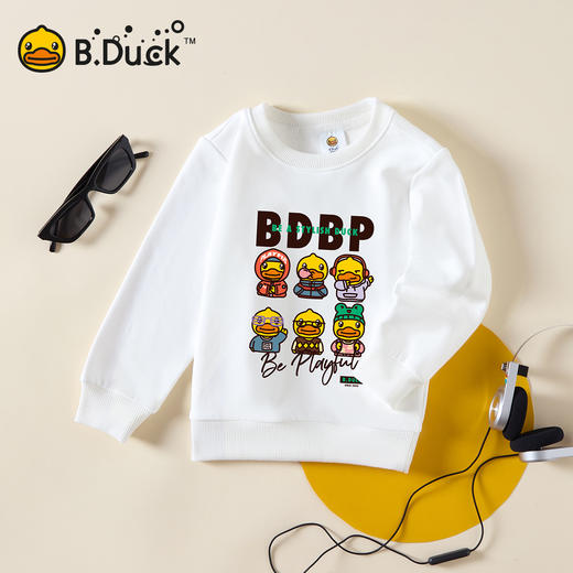 B.Duck小黄鸭童装圆领卫衣春春秋男童时尚潮酷上衣105-150 BF3508957 商品图3