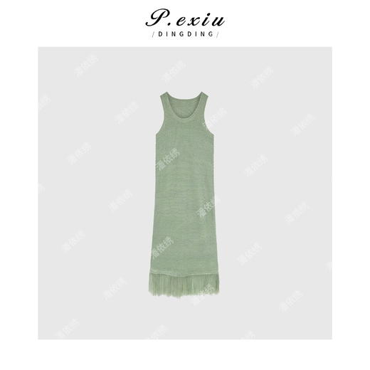 01-1潘依绣丁丁宠粉福利流苏度假针织长款连衣裙Q8523 商品图1