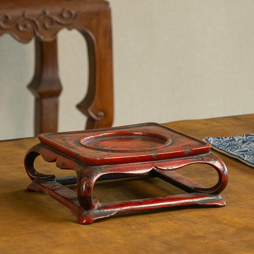 清 朱漆天圆地方壸门带托泥器座 商品图1