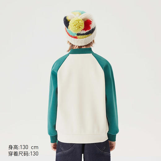 【MQD】童装男大童冬新款美式复古半高领加绒插肩袖撞色卫衣 商品图3