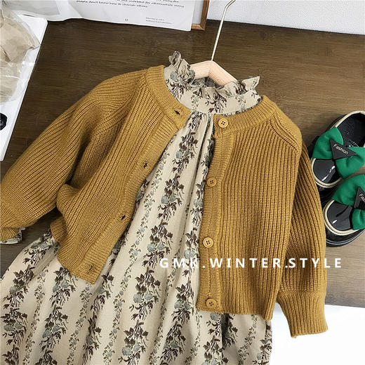 【新品上架！女童森系两件套裙，时尚又实用】女小童碎花连衣裙套装 女童针织毛衣外套 新款童装儿童森系两件套套裙-QQ 商品图2