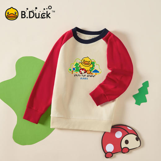 B.Duck小黄鸭童装春秋圆领卫衣男女童插肩袖110-160 BF3508908 商品图2
