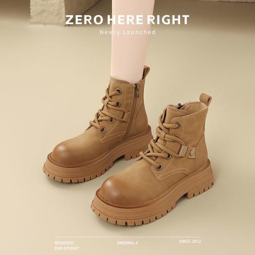 ZHR则则厚底增高马丁靴2024秋季新款复古短筒工装靴女显瘦大黄靴 商品图8