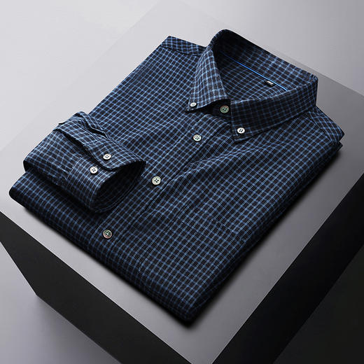 【新款DM】大依优型大码磨毛格子长袖衬衫男宽松加肥加大码男士休闲商务衬衣上衣胖子 商品图7