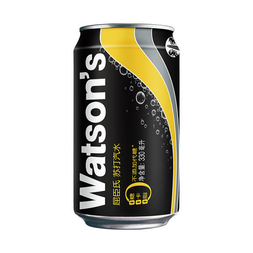 屈臣氏|苏打汽水0糖0脂0卡 经典黑罐原味  特调推荐 330ml*24罐 整箱装（新老包装随机发） 商品图2