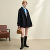 英伦风双排扣翻领中长款大衣女秋季厚保暖呢料外套V4142939 商品缩略图1