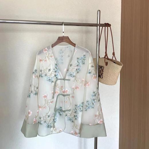 【白茶迎春】设计师高定立体刺绣提花气质新中式氛围感上衣女 商品图0