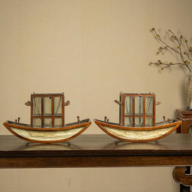 清中期 黄花梨船形宫灯（一对）