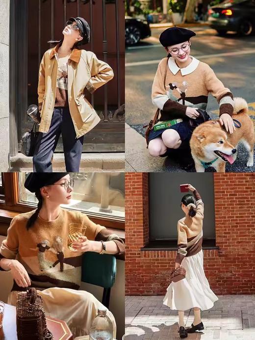 浮生八记/24D153/复古锭纺手绘摇摆舞针织衫加拿大手工毛衣 商品图3