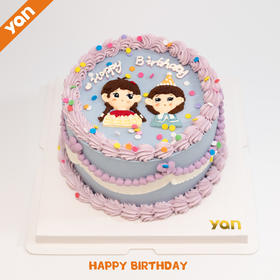 两小无猜复古裱花生日蛋糕