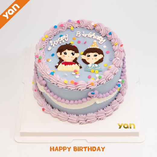 两小无猜复古裱花生日蛋糕 商品图0