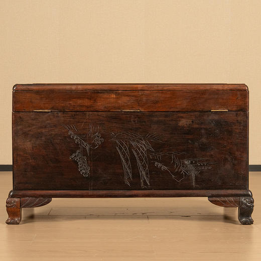 民国 红木高浮雕罗汉图宝箱 商品图4