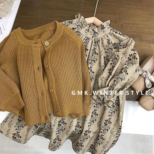 【新品上架！女童森系两件套裙，时尚又实用】女小童碎花连衣裙套装 女童针织毛衣外套 新款童装儿童森系两件套套裙-QQ 商品图3