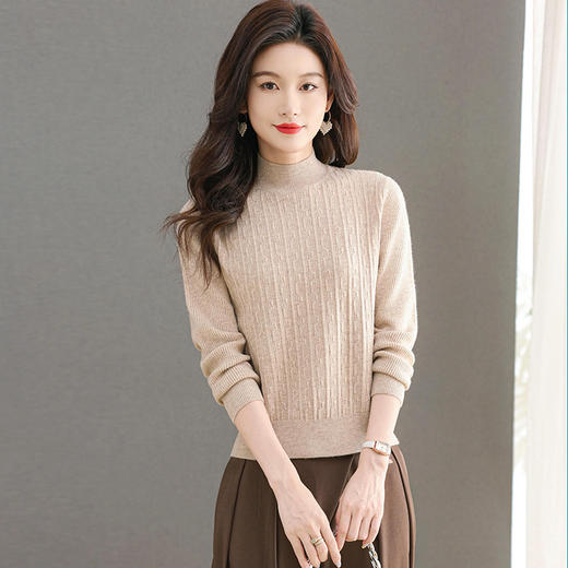 CC-101-36803半高领纯色毛衣女士秋冬2024新款洋气百搭针织打底衫内搭 商品图3