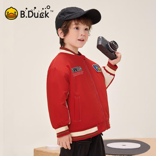 B.Duck小黄鸭童装冬季男童保暖休闲外套棒球服上衣105-150 BF5533032 商品图3