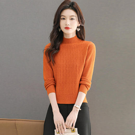 CC-101-36803半高领纯色毛衣女士秋冬2024新款洋气百搭针织打底衫内搭 商品图2