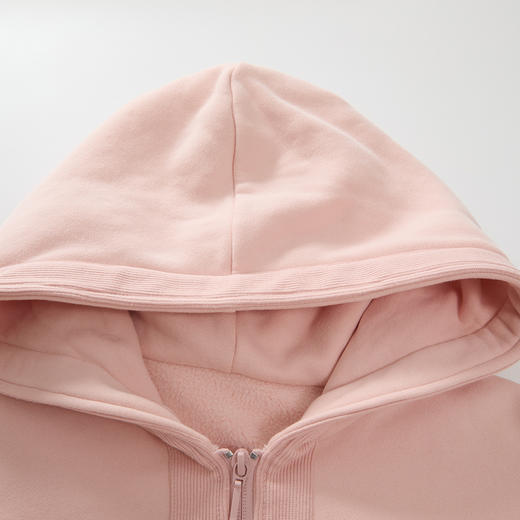 谜底连帽卫衣女开衫2024冬季新品休闲运动粉色时髦上衣244MV1625 商品图3