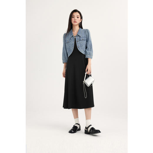 【商场同款】诗凡黎翻领纯棉好看牛仔短外套2024夏新款3F4510311 商品图1