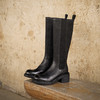 【阿么古纹马皮鞋】粗跟长筒靴6CM显瘦时尚小个子冬季不过膝靴子 商品缩略图3