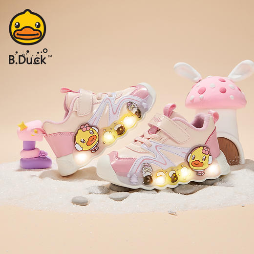 B.Duck小黄鸭童鞋卡通运动鞋冬季男女童保暖亮灯鞋24-30 F5586815 商品图2