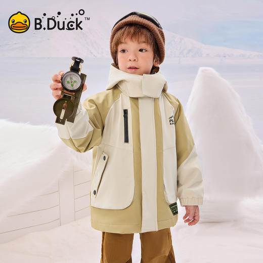 B.Duck小黄鸭童装连帽宽松保暖外套冬季男童上衣105-150 BF5533090 商品图3