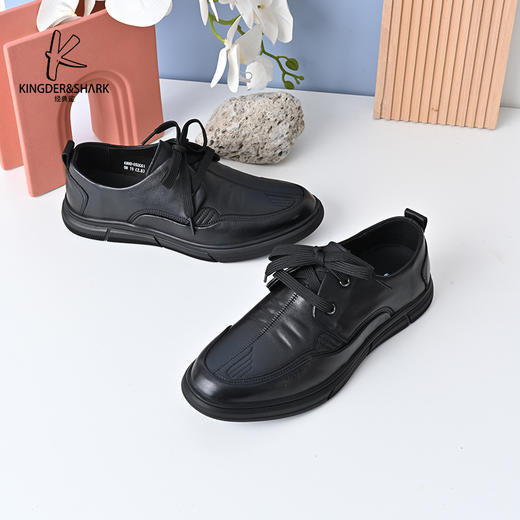 经典鲨2024年秋季新款男士平底舒适正装商务皮鞋KW80-D33061 商品图1