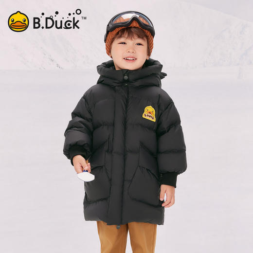 B.Duck小黄鸭童装冬季男女童中长款连帽羽绒服外套105-150 BF5516007 商品图0