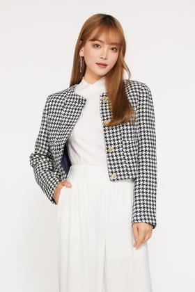 NIMILL奈密儿 气质圆领千鸟格外套 9907